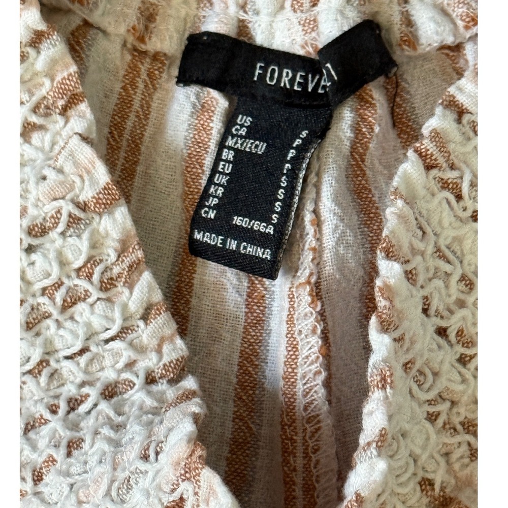 Linen White Beige Pink Striped Smocked Waist Shorts Boho Summer Beach Casual Sm - Picture 7 of 8